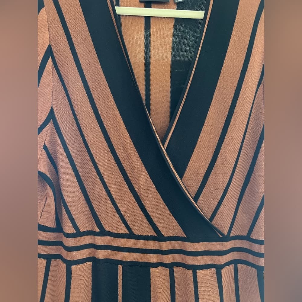 NWT Nina Leonard striped v neck midi dress size XL - Thumbnail 5