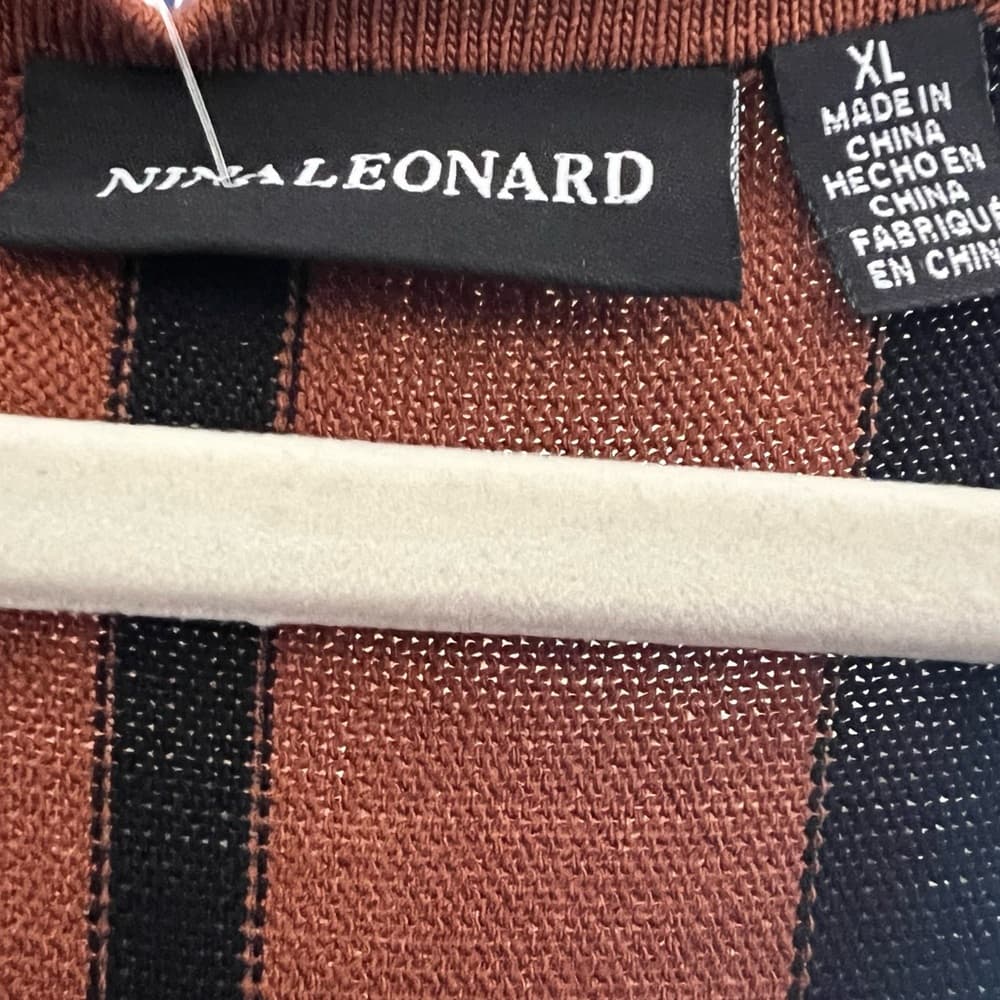 NWT Nina Leonard striped v neck midi dress size XL - Thumbnail 2