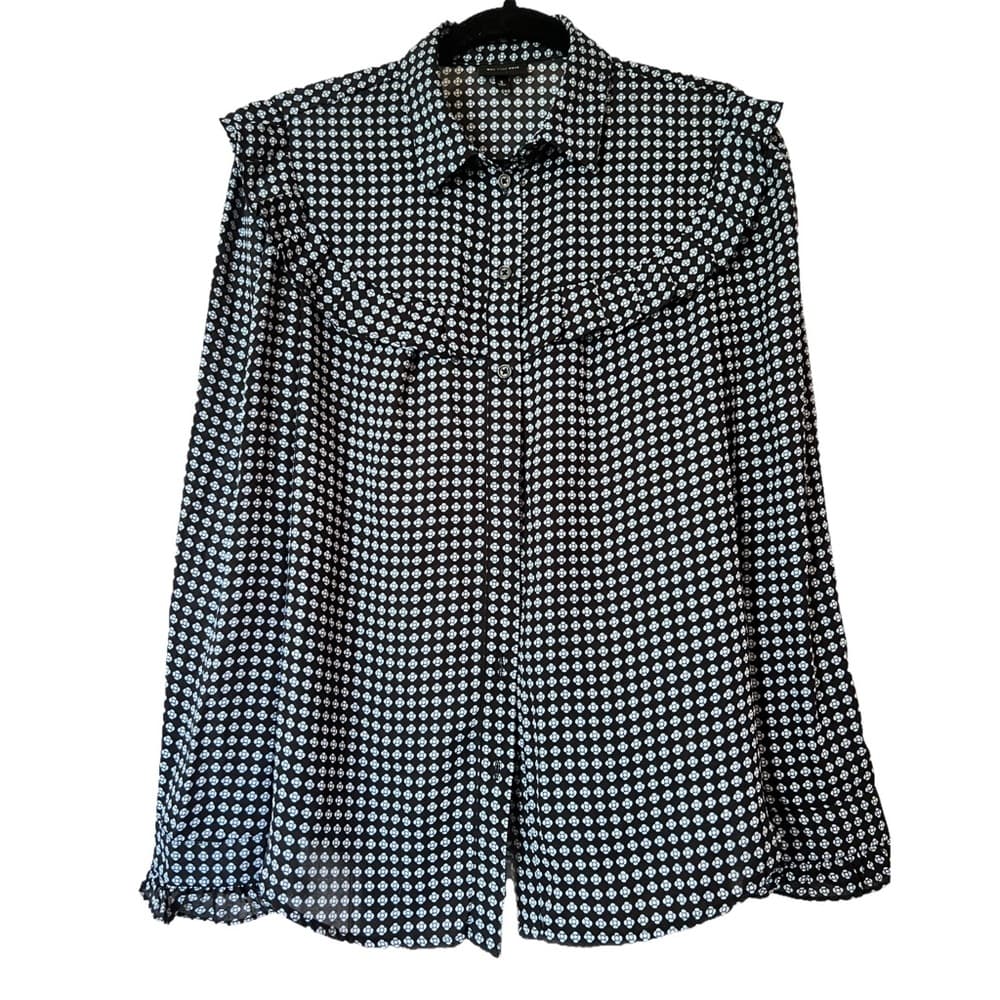 who what wear blouse with ruffles detailing size S EUC - Thumbnail 5