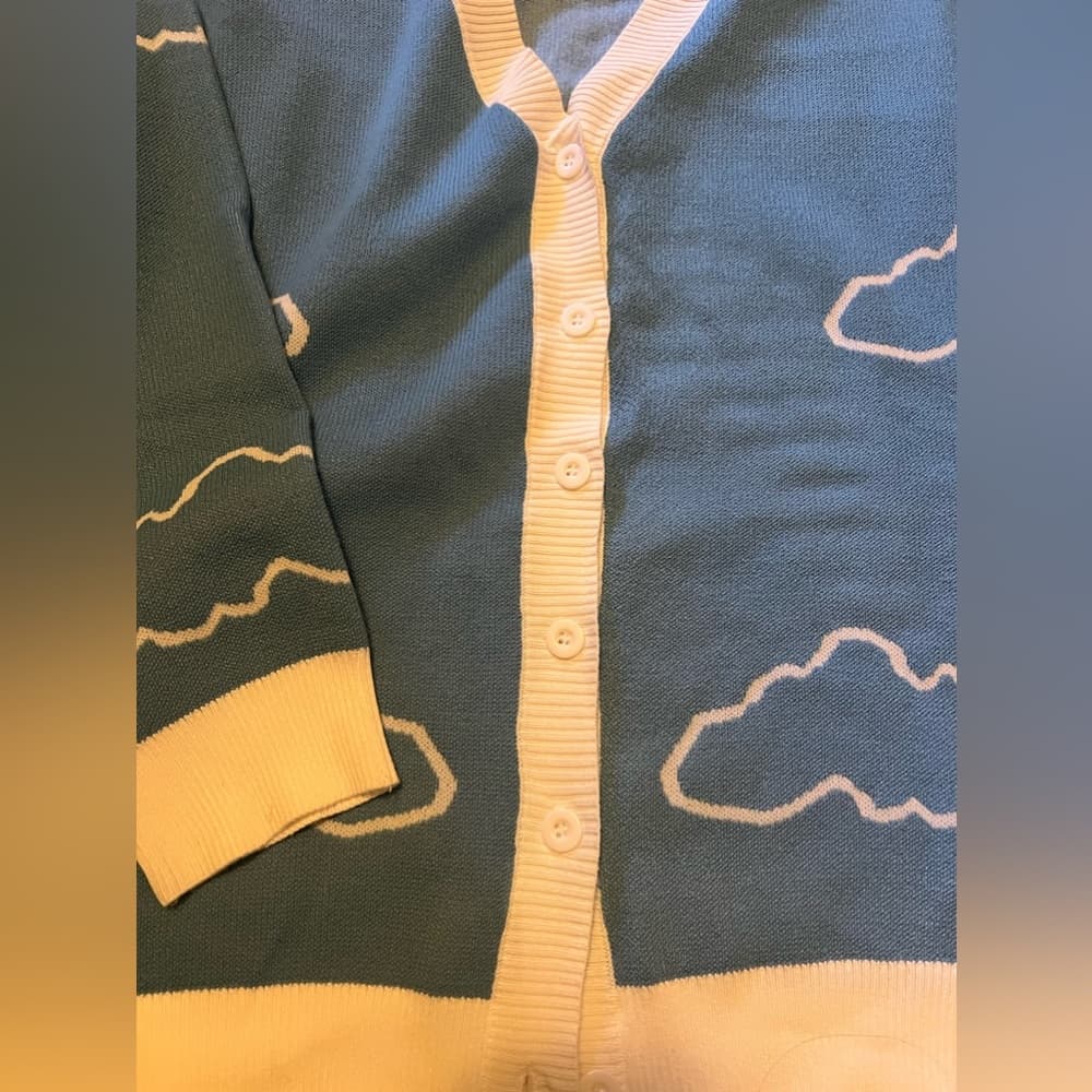 SHEIN NWOT button down cardigan sweater with clouds size S - Thumbnail 4