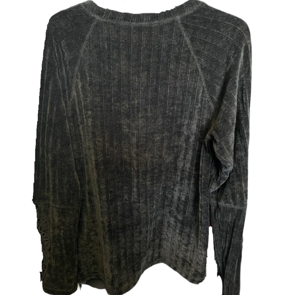 Knox Rose Black Sweater Lace Sleeve size L - Thumbnail 3