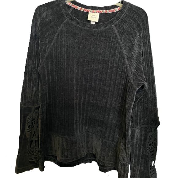 Knox Rose Black Sweater Lace Sleeve size L - Thumbnail 2
