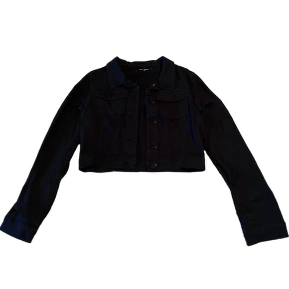 Tres Bien Black Cropped Jean Jacket size L - Thumbnail 8