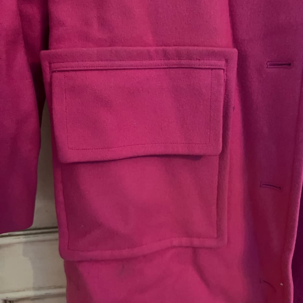 Isaac Mizrahi Long Wool Overcoat Pink Size M With Hood and Pockets - Thumbnail 6