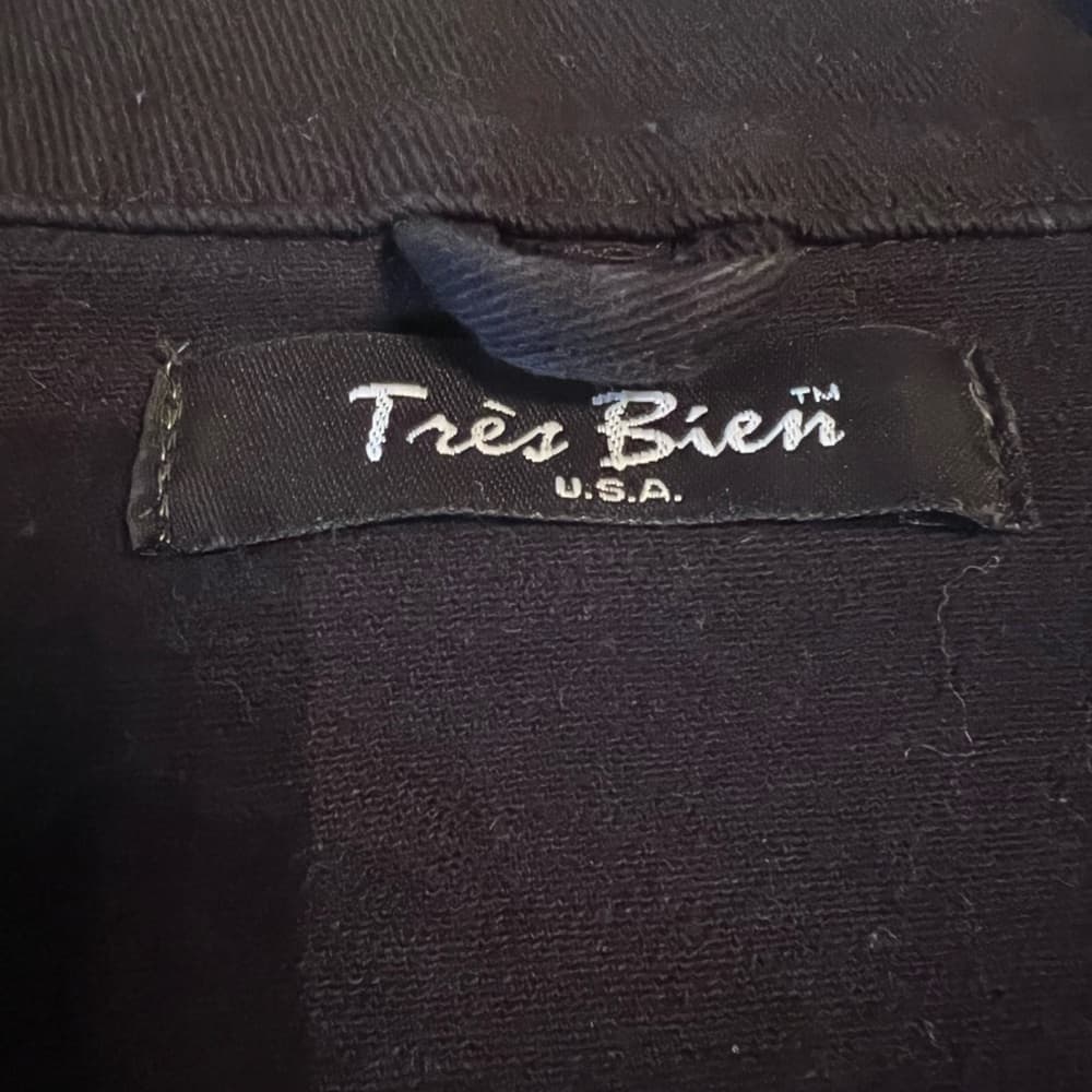 Tres Bien Black Cropped Jean Jacket size L - Thumbnail 2