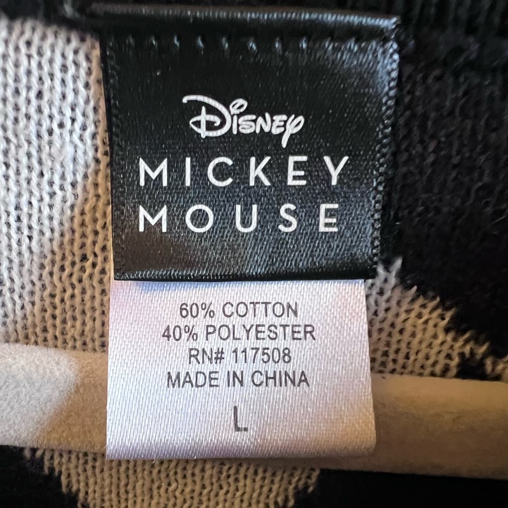 DISNEY Mickey Mouse black/white Argyle Knit Pullover Crewneck Women's Size L - Thumbnail 5