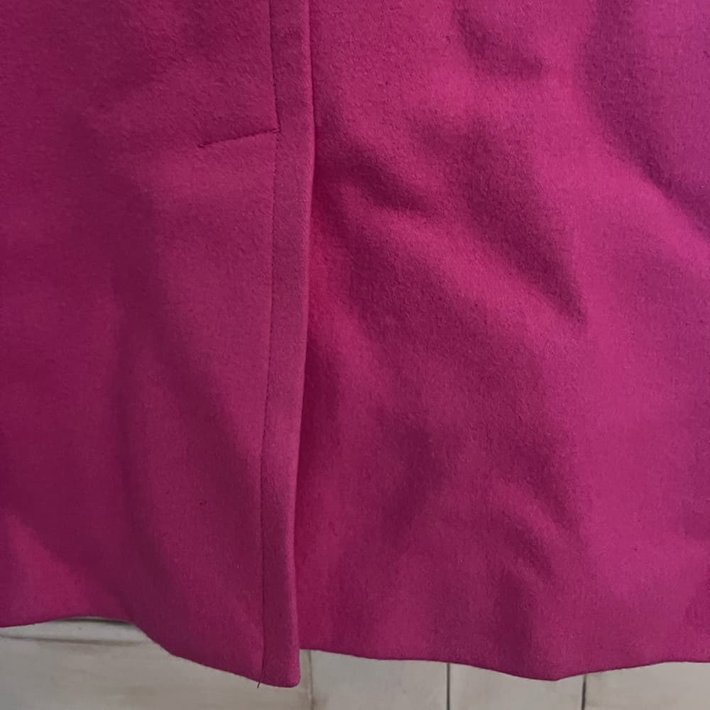 Isaac Mizrahi Long Wool Overcoat Pink Size M With Hood and Pockets - Thumbnail 3
