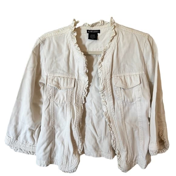Nu Influence white faux jean jacket size small - Thumbnail 2