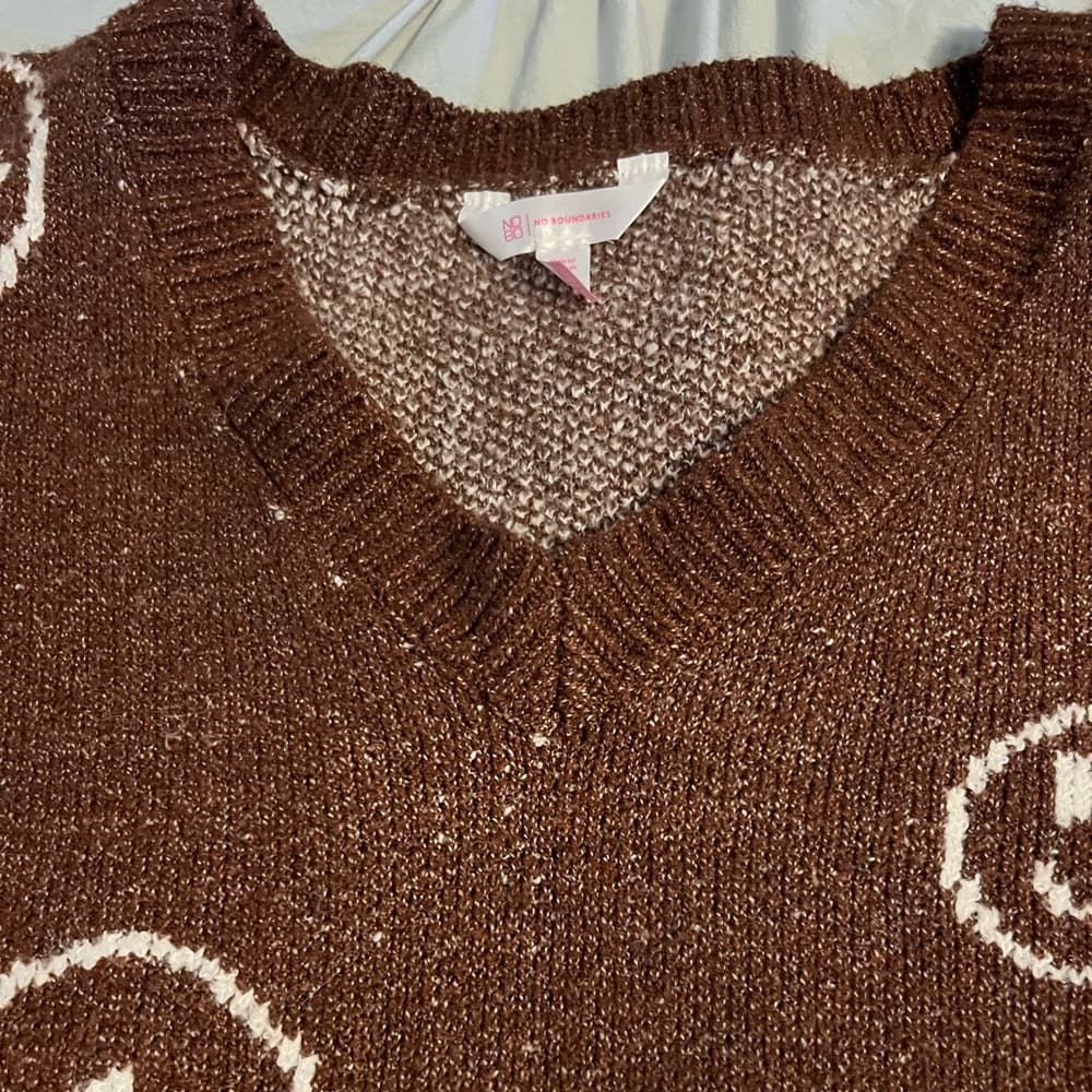 No Boundaries smiley face v-neck sweater size XL - Thumbnail 5