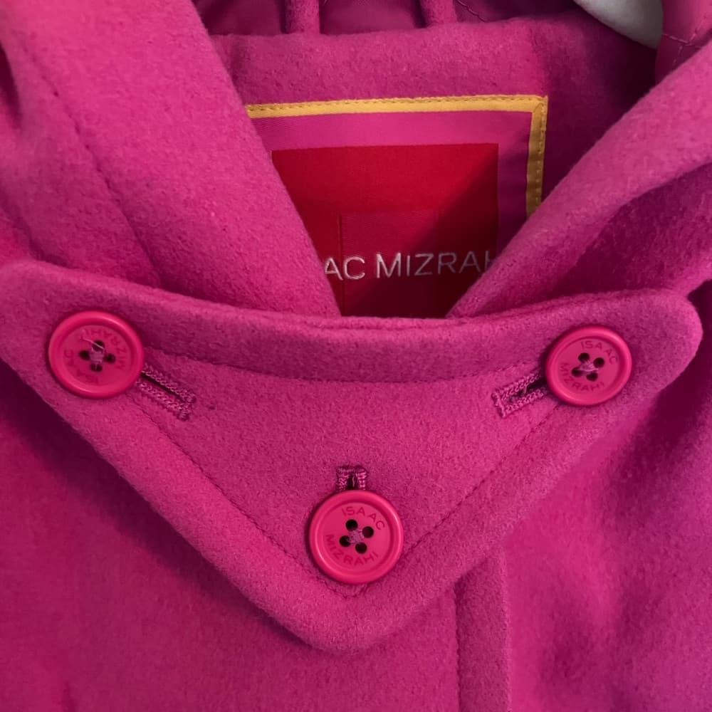 Isaac Mizrahi Long Wool Overcoat Pink Size M With Hood and Pockets - Thumbnail 4