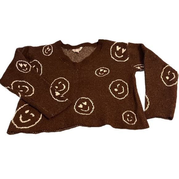 No Boundaries smiley face v-neck sweater size XL - Thumbnail 2