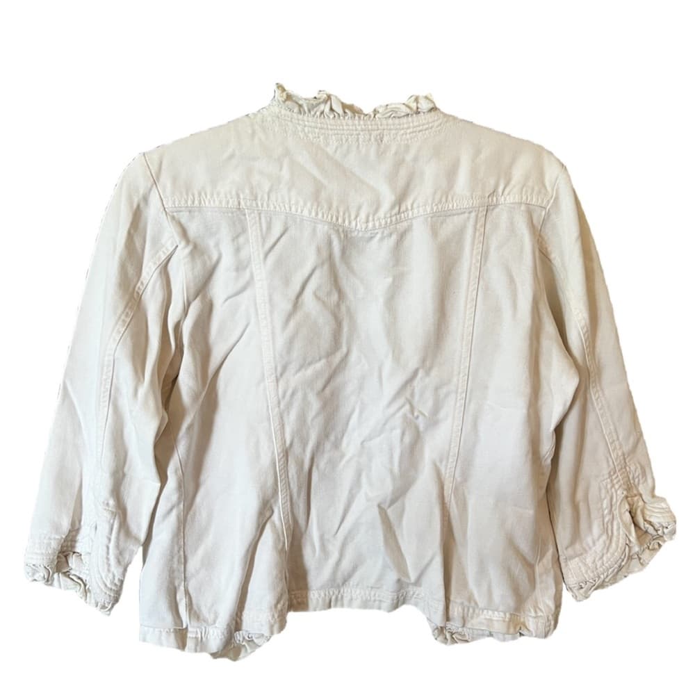 Nu Influence white faux jean jacket size small - Thumbnail 3