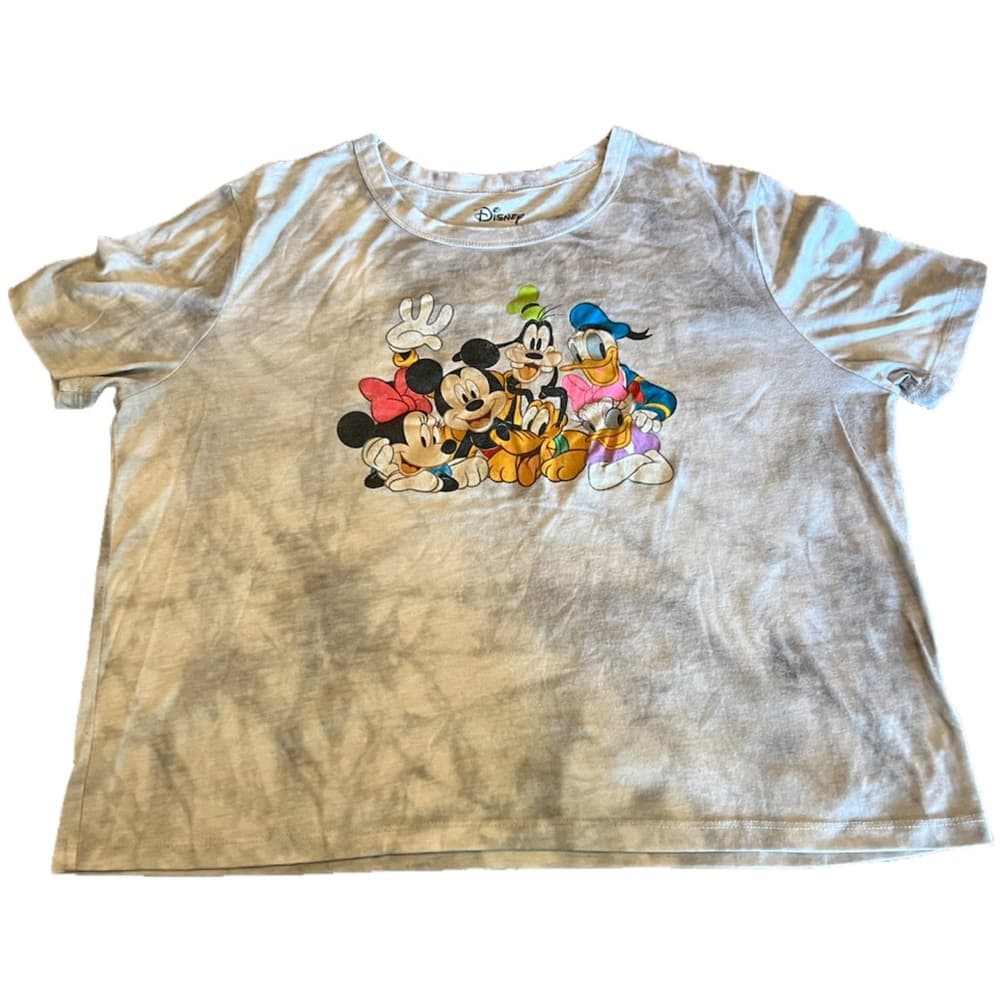DISNEY tie dye mickey and friends cropped style t shirt size 2XL