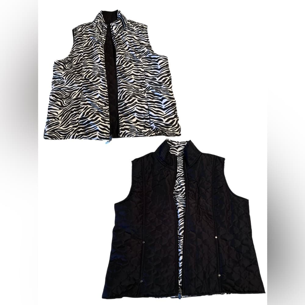 Women's REVERSIBLE zip up vest with pockets size M - Thumbnail 6
