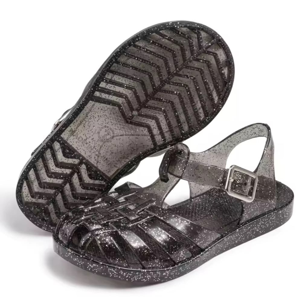 Toddler Girl Sz 8 Glitter Rubber Shoes With Buckle Summer Breathable - Thumbnail 3