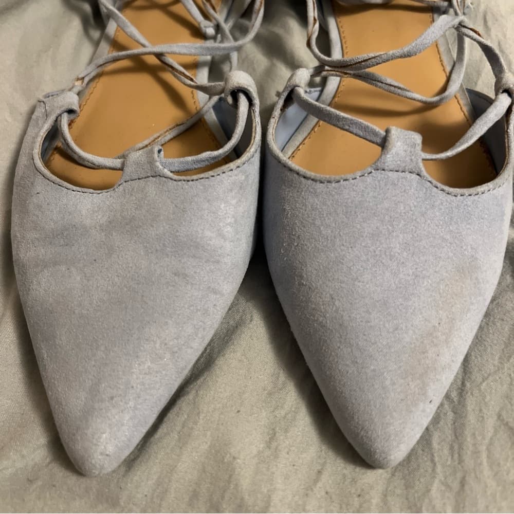 Forever 21 Women’s Pastel Blue Lace Up Pointed Toe Ballet Flats Size 8 - Thumbnail 3
