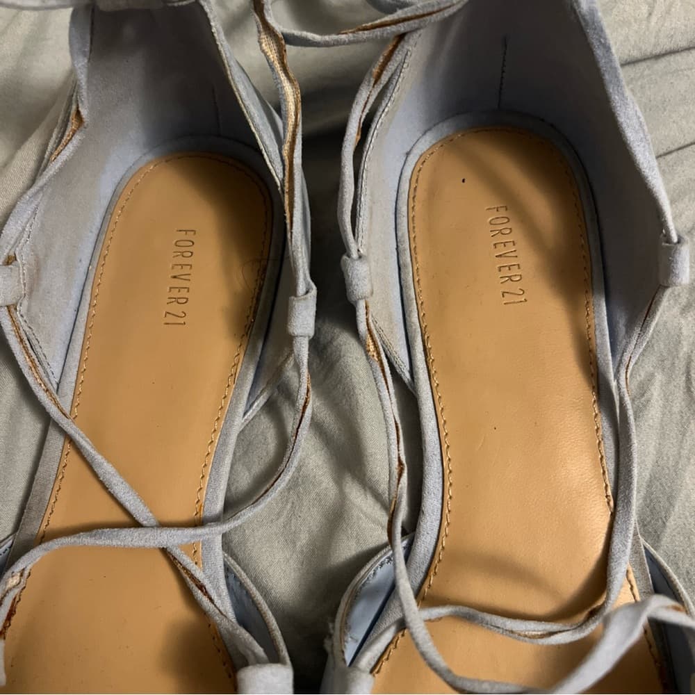Forever 21 Women’s Pastel Blue Lace Up Pointed Toe Ballet Flats Size 8 - Thumbnail 4