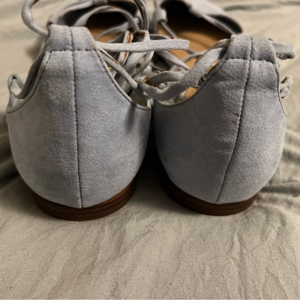 Forever 21 Women’s Pastel Blue Lace Up Pointed Toe Ballet Flats Size 8 - Thumbnail 2
