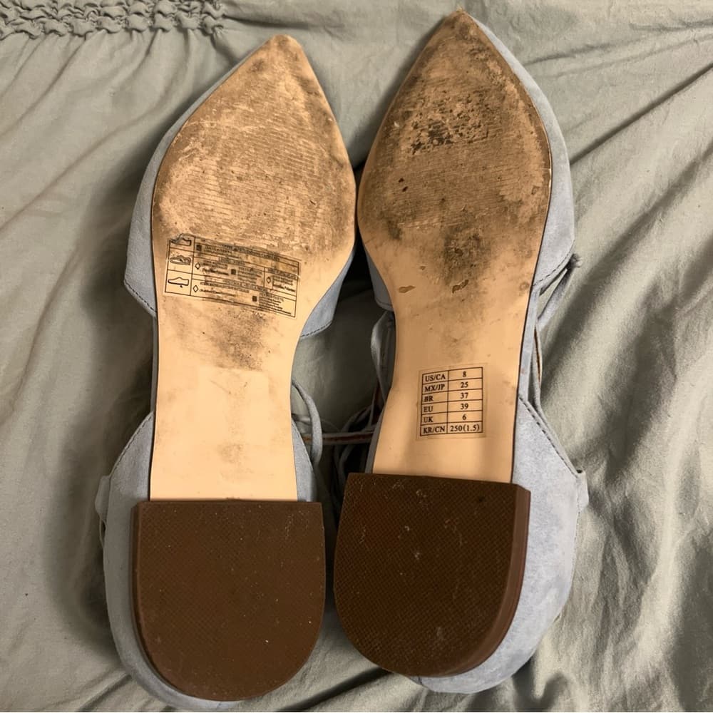 Forever 21 Women’s Pastel Blue Lace Up Pointed Toe Ballet Flats Size 8