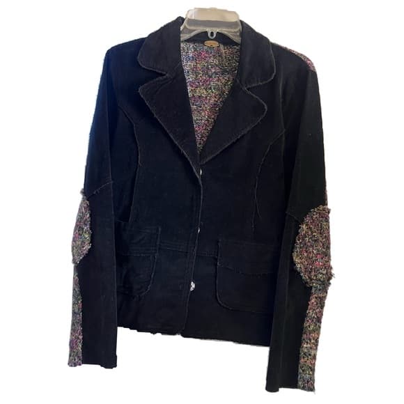 Women's Anthropologie One Girl Who Black and Multicolor Jacket Sz L - Thumbnail 9