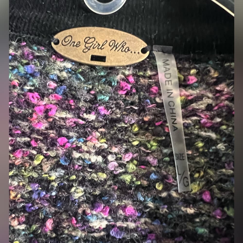Women's Anthropologie One Girl Who Black and Multicolor Jacket Sz L - Thumbnail 3