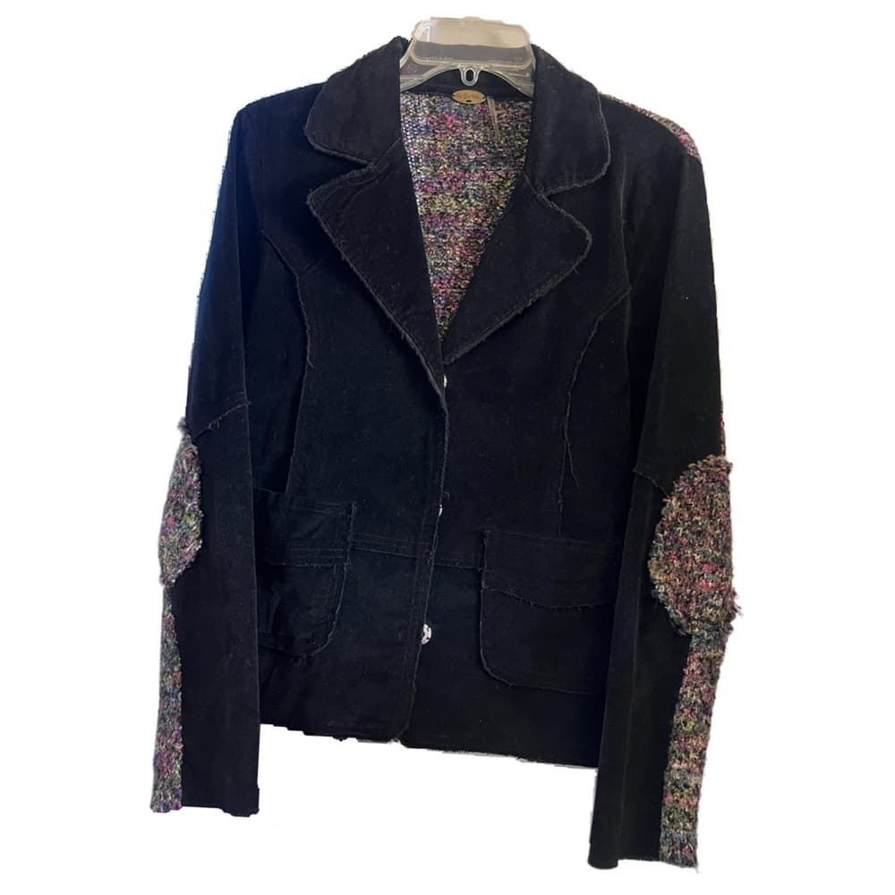 Women's Anthropologie One Girl Who Black and Multicolor Jacket Sz L - Thumbnail 8