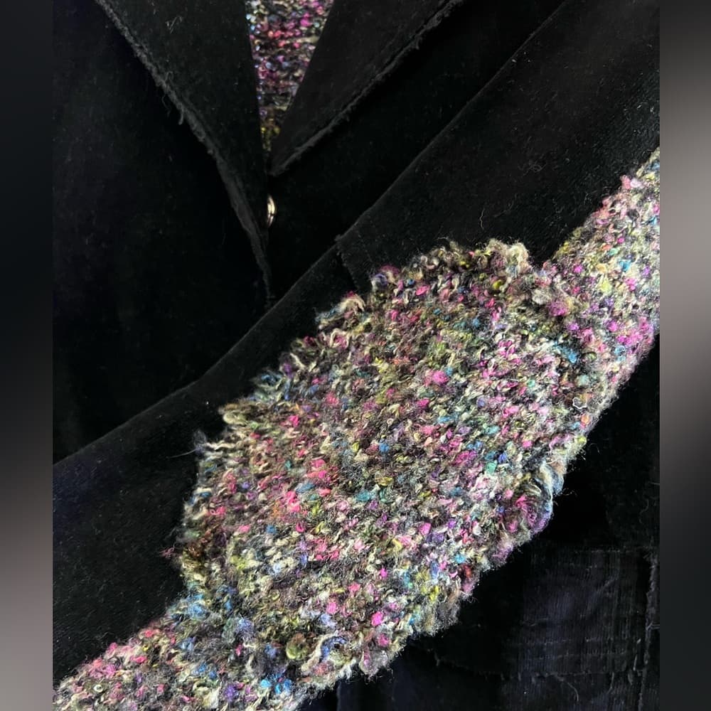 Women's Anthropologie One Girl Who Black and Multicolor Jacket Sz L - Thumbnail 2