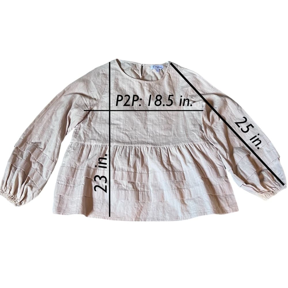 100% cotton Polagram cream blouse w ruffle and puff sleeve detailing size S - Thumbnail 2