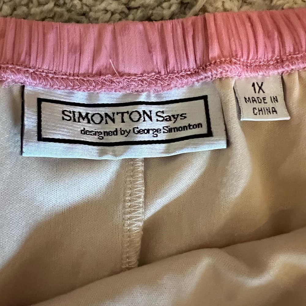 Simonton Says by George Simonton pink dot tiered skirt fully lined size 1X - Thumbnail 4