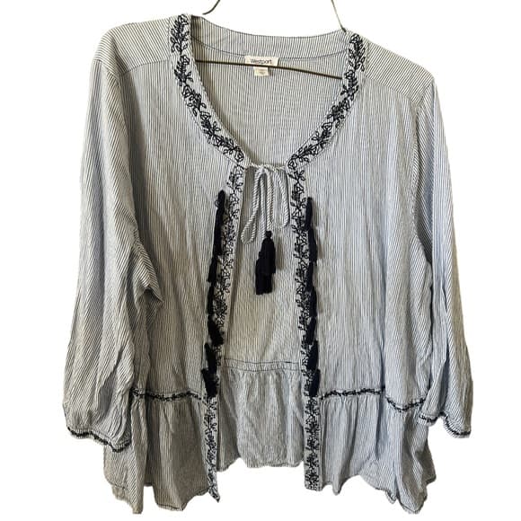 Westport women's blouse with embroidery and tassle detailing size XL - Thumbnail 6