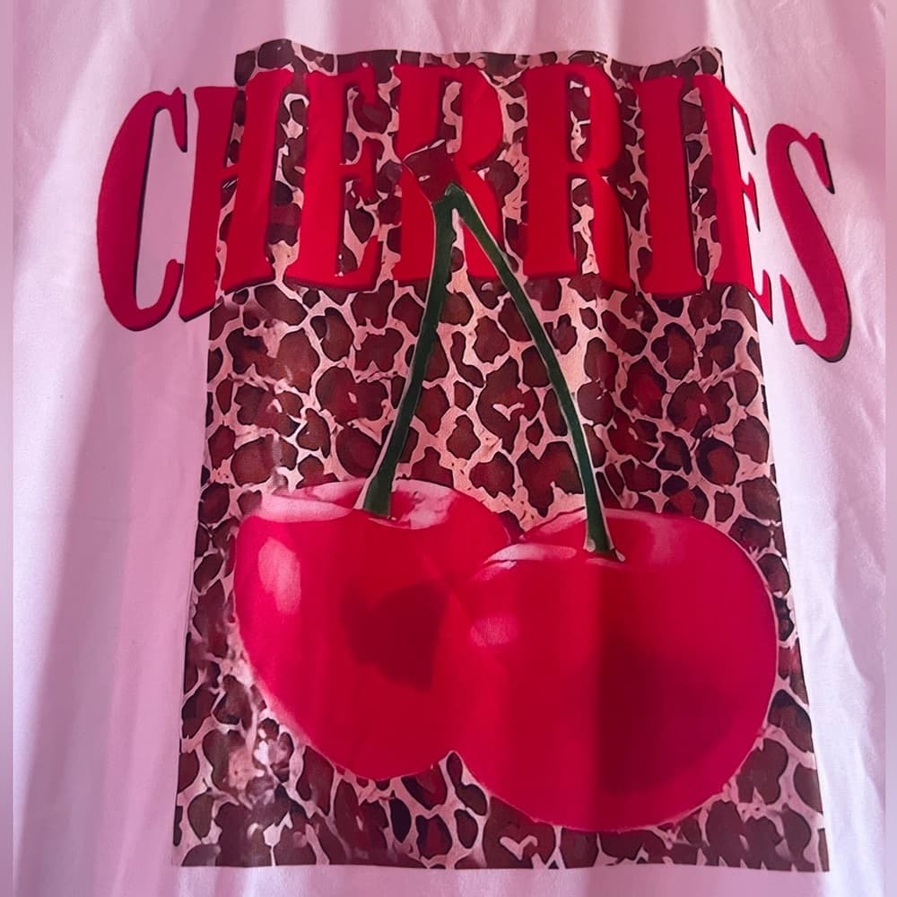 NWOT Cherries Leopard Print Graphic T-Shirt Women’s M - Thumbnail 4