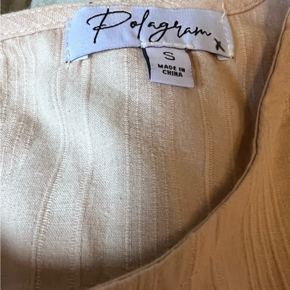 100% cotton Polagram cream blouse w ruffle and puff sleeve detailing size S - Thumbnail 7