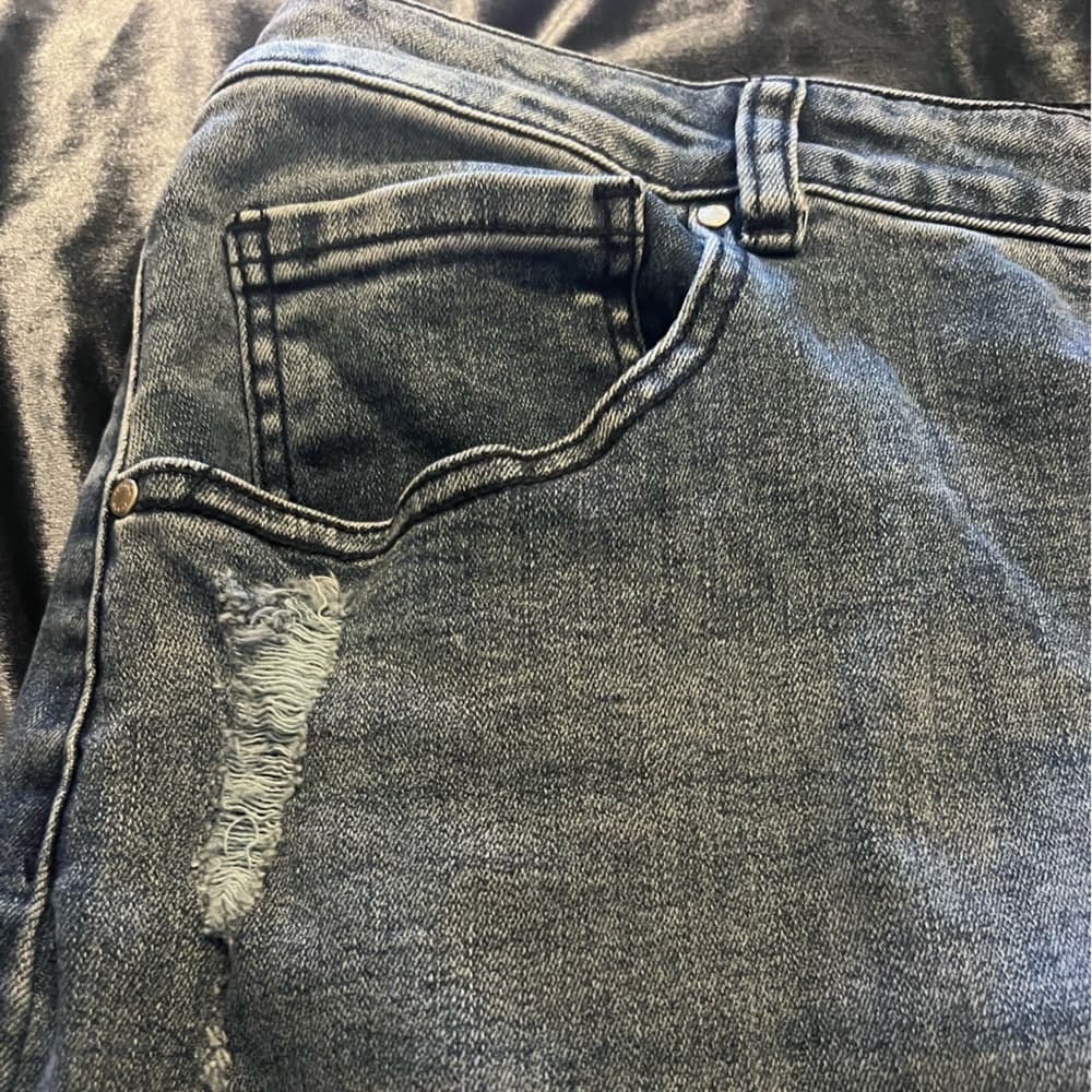Jupe De Abby Midi Jean Skirt Sz 3XL Stretchy with Distressed Details - Thumbnail 10