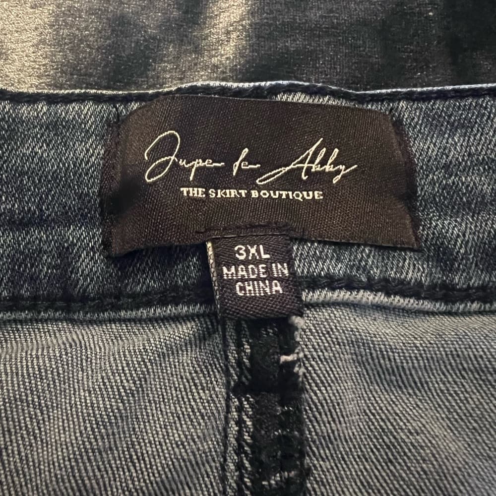 Jupe De Abby Midi Jean Skirt Sz 3XL Stretchy with Distressed Details - Thumbnail 8