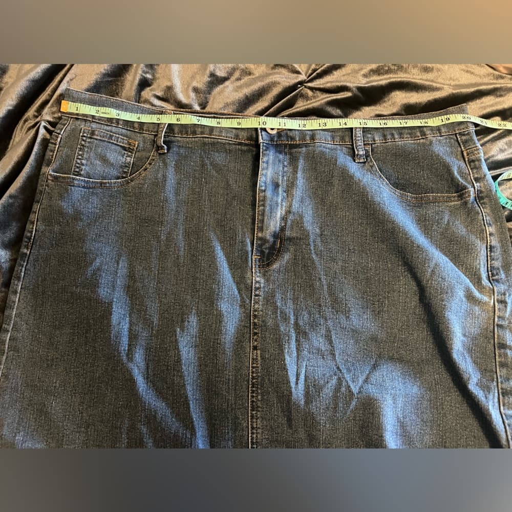 BE-GIRL Classic Blue Denim Skirt Size 3XL Pockets Stretchy - Thumbnail 4