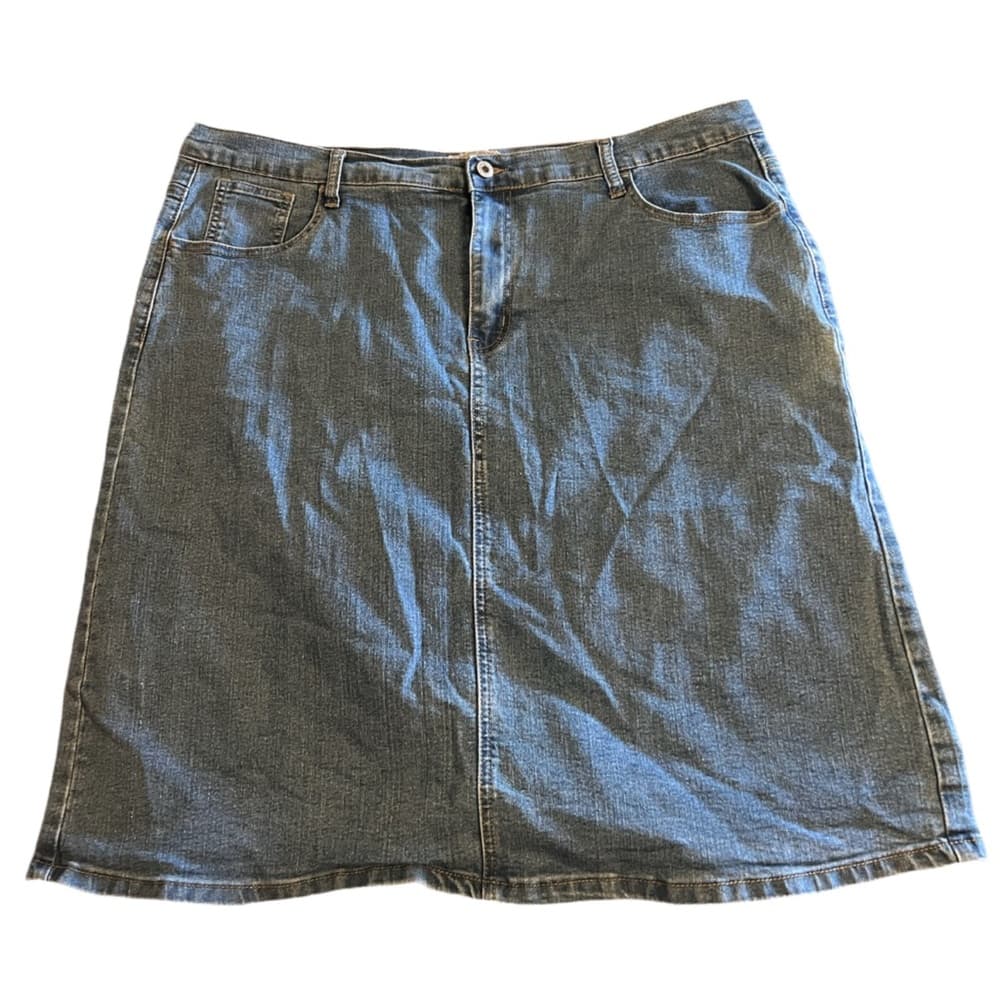 BE-GIRL Classic Blue Denim Skirt Size 3XL Pockets Stretchy - Thumbnail 11