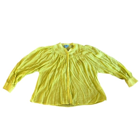 CeCe yellow green button up top size M - Thumbnail 2