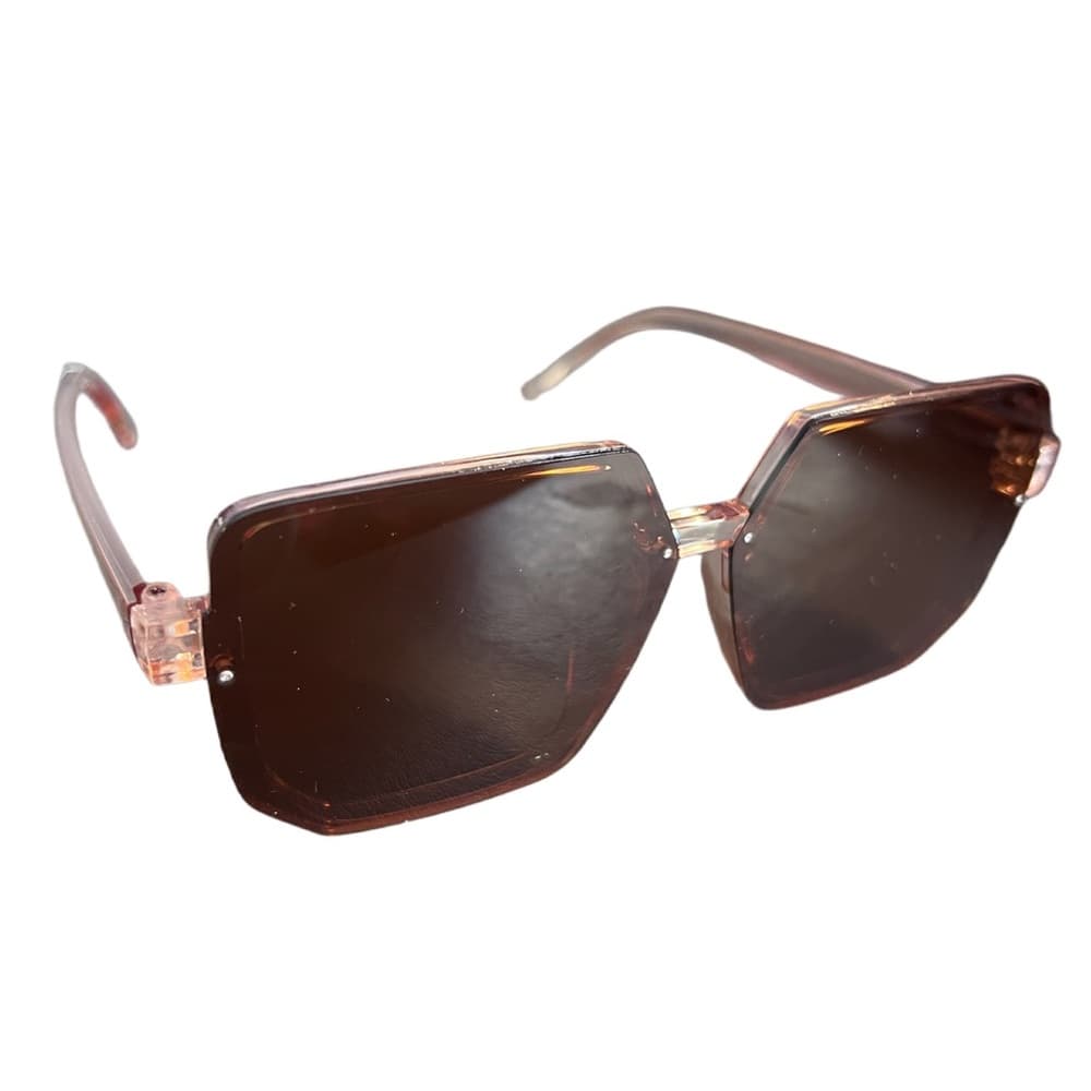 NWOT Men/Women Big Frame Brown Sunglasses Polygon Retro Trendy - Thumbnail 4