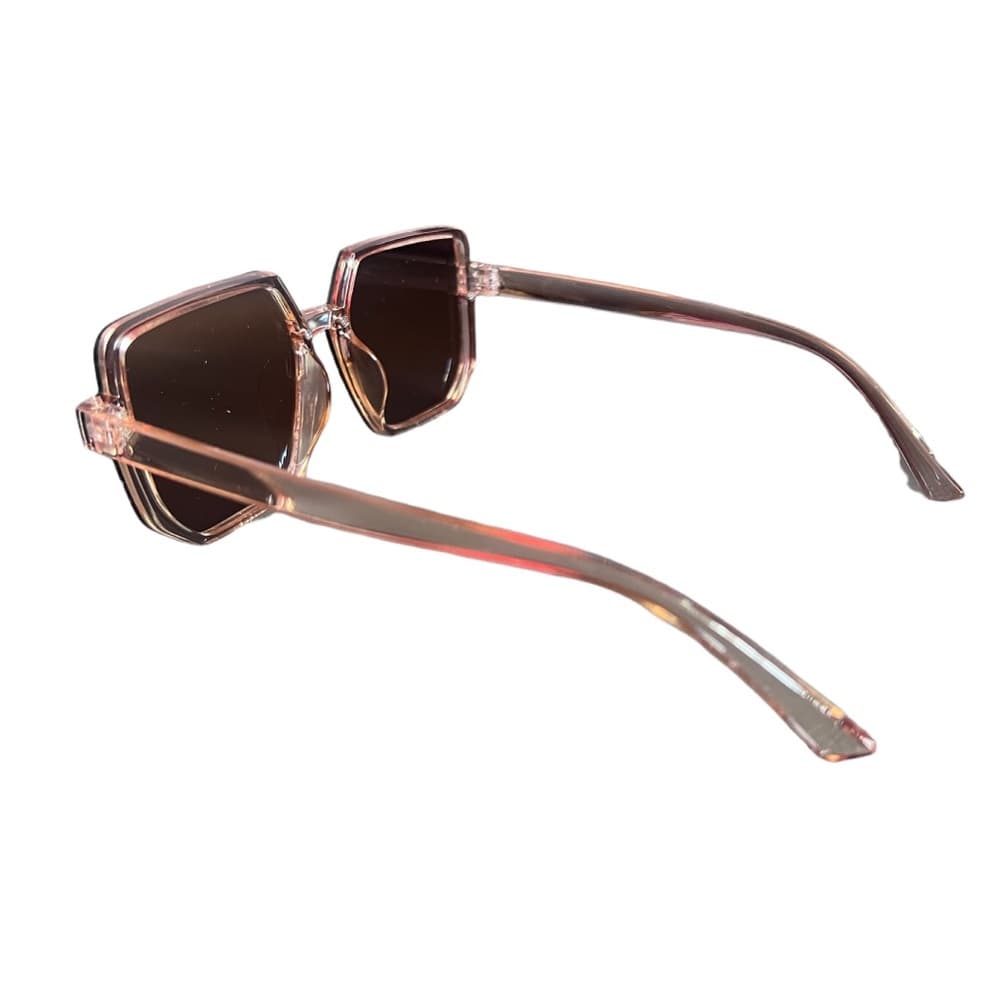 NWOT Men/Women Big Frame Brown Sunglasses Polygon Retro Trendy - Thumbnail 5