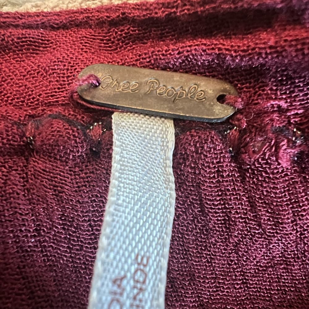 FREE PEOPLE burgundy embroidered top size S|P - Thumbnail 6