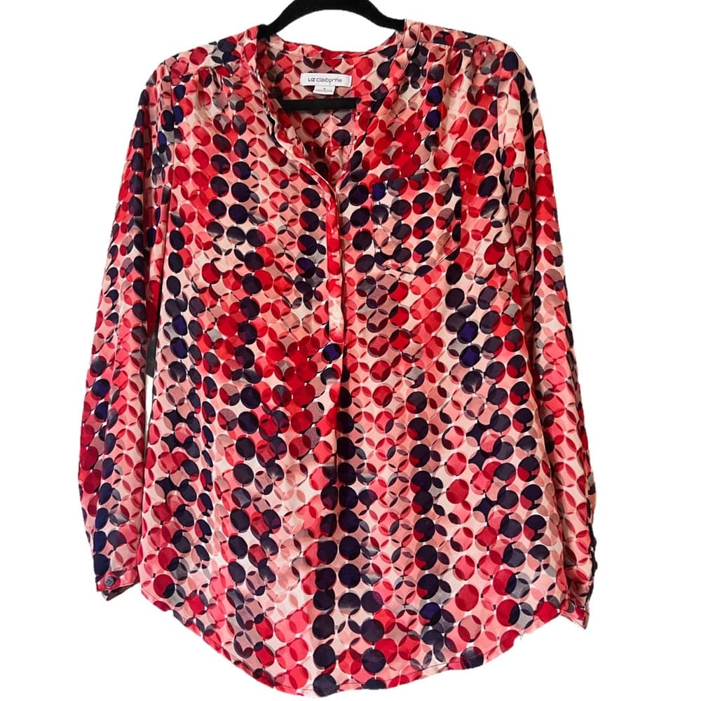 Liz Claiborne ❤️🤍💙 red white and blue blouse size S EUC - Thumbnail 6
