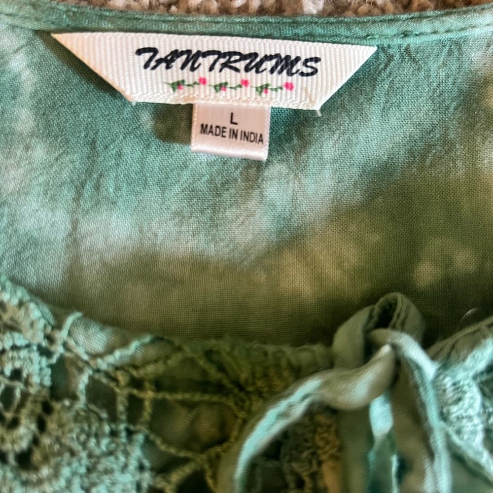 Tantrums Top Lacey Ruffled Boho Size L Tie Dye Pullover - Thumbnail 5
