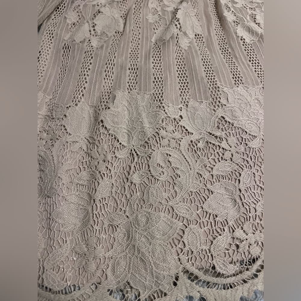 Women Ultra Pink Tan Lace Top Blouse Size XL - Thumbnail 6