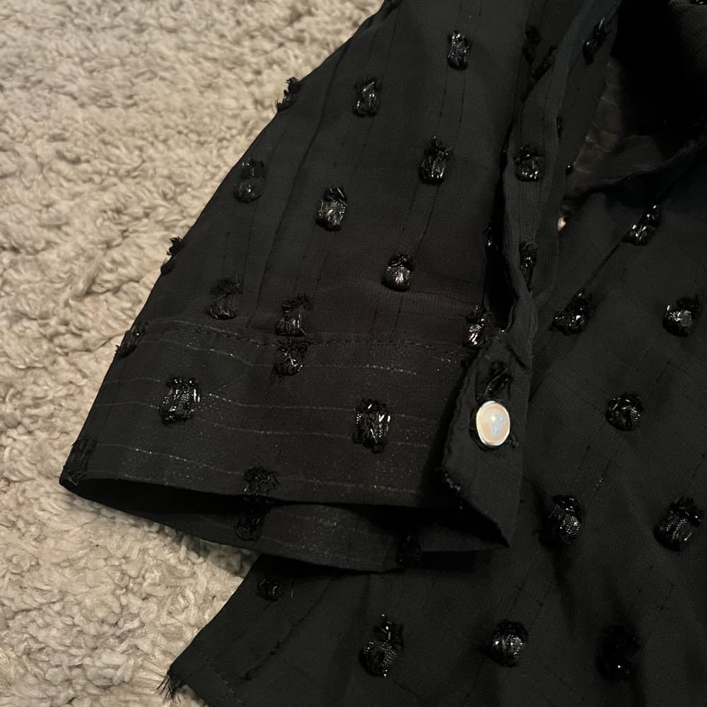 NWT Alice Blue Size XL black dressy blouse with ruffle detail and pearl buttons - Thumbnail 8
