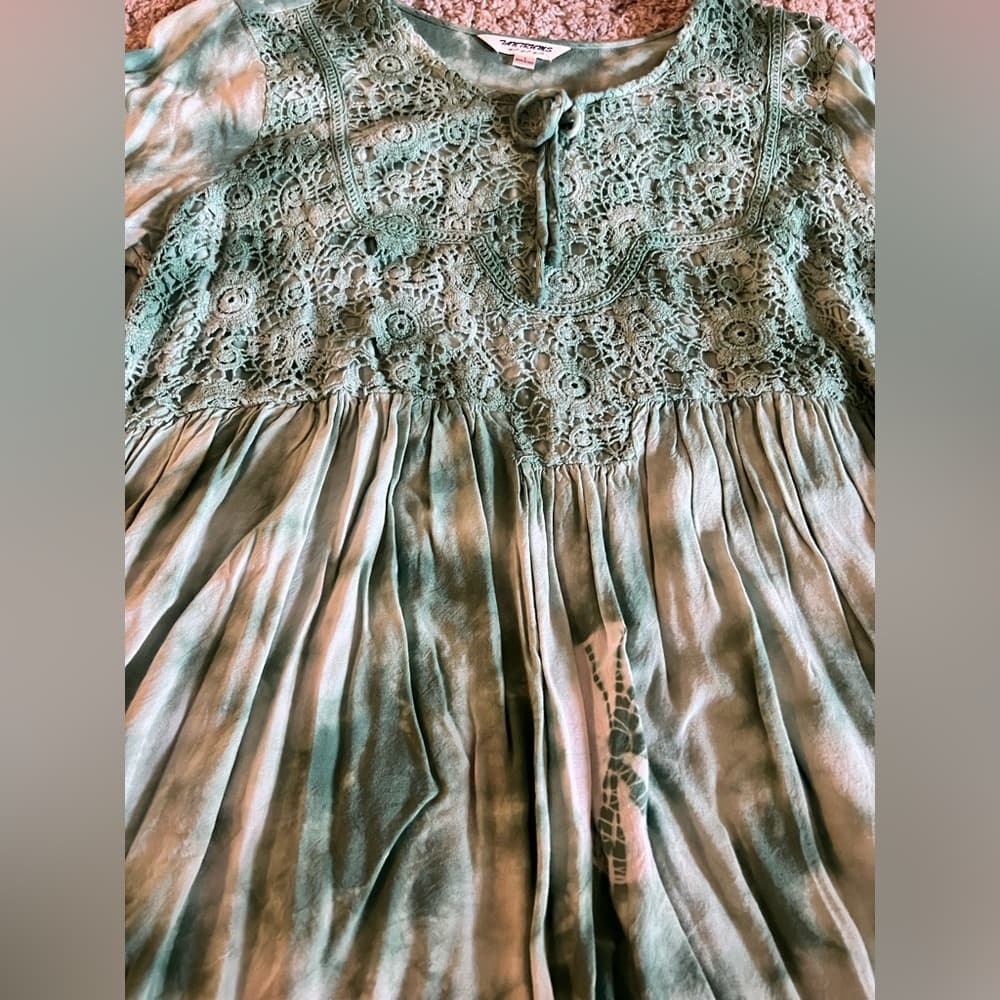Tantrums Top Lacey Ruffled Boho Size L Tie Dye Pullover - Thumbnail 4