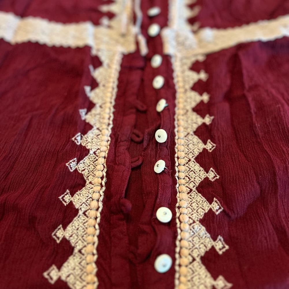 FREE PEOPLE burgundy embroidered top size S|P - Thumbnail 7