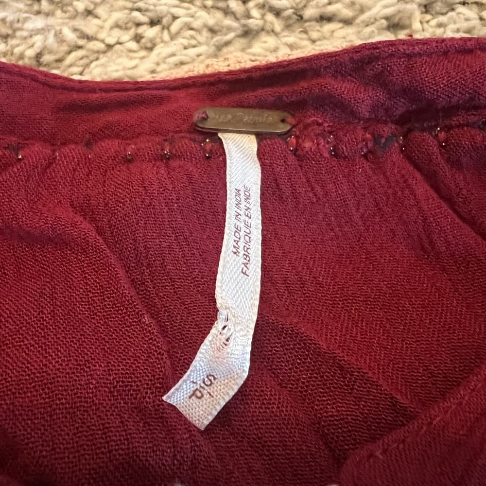 FREE PEOPLE burgundy embroidered top size S|P - Thumbnail 8