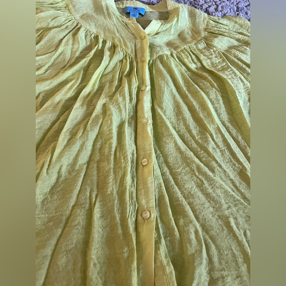 CeCe yellow green button up top size M - Thumbnail 4