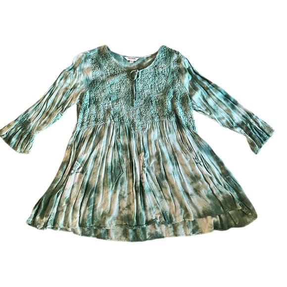 Tantrums Top Lacey Ruffled Boho Size L Tie Dye Pullover - Thumbnail 2