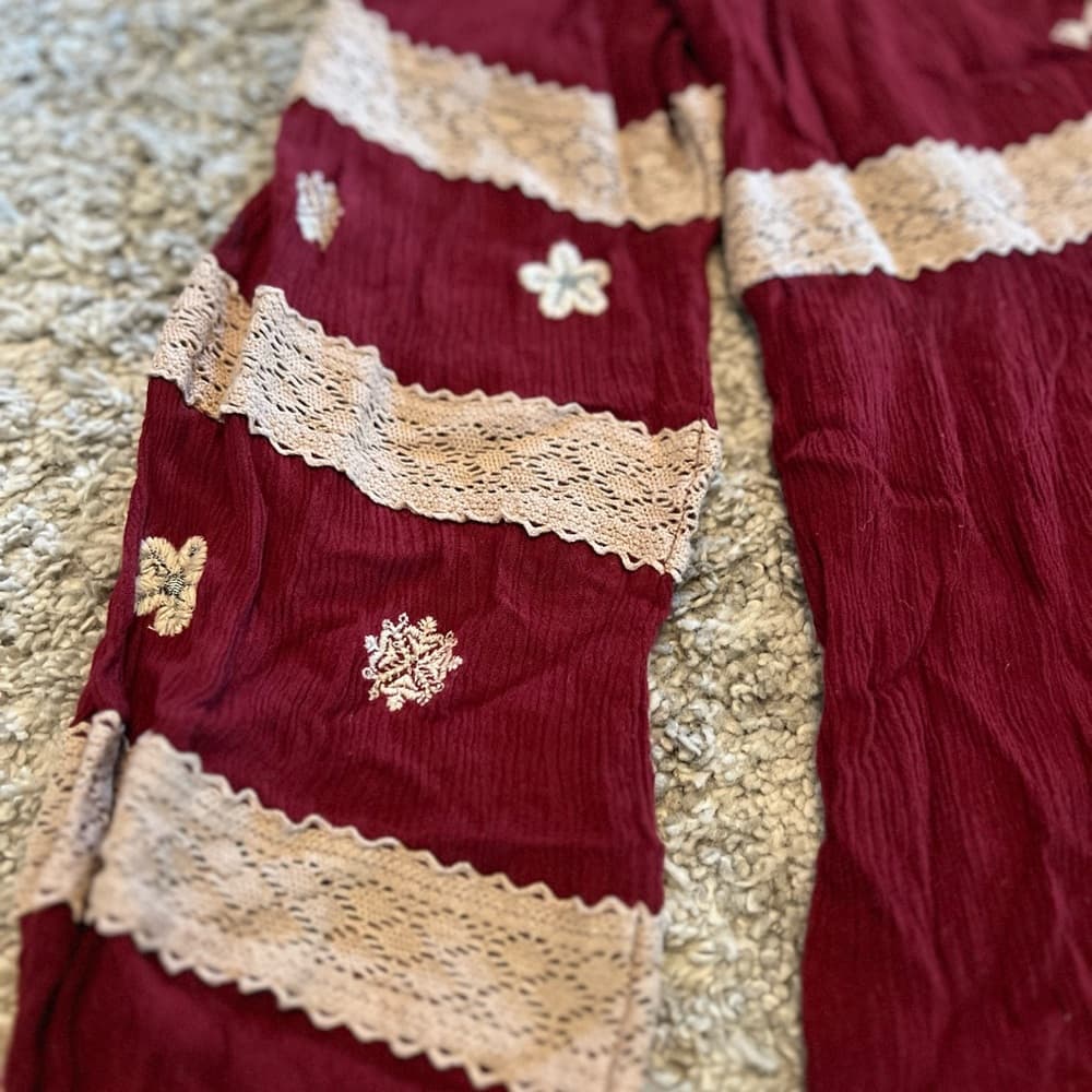 FREE PEOPLE burgundy embroidered top size S|P - Thumbnail 4